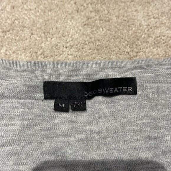 360 sweater medium grey sweater with pink white and black stripes down arms - Picture 4 of 5